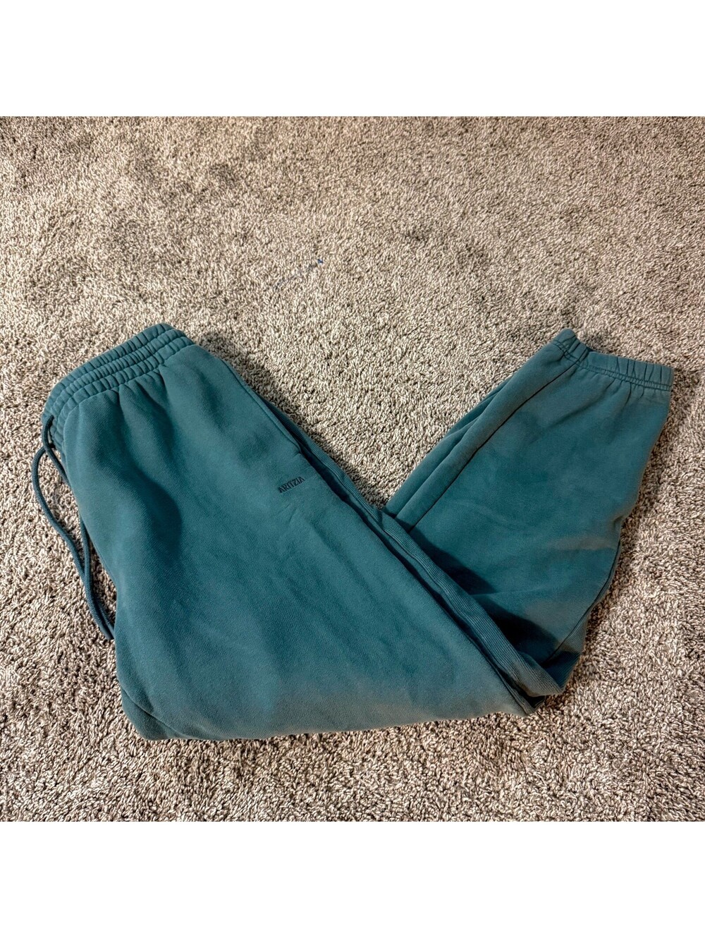 Aritzia TNA Cozy Fleece Boyfriend Jogger Sweatpants Teal Green Women's L